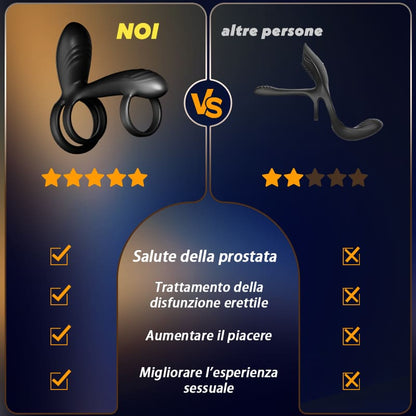 【Novità!】Warren - Anello Penis Ring Premium a Doppio Anello con 10 Rotazioni + 10 Vibrazioni