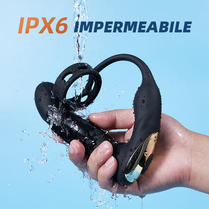 Massaggiatore prostatico in silicone vibrante e fluttuante con anello fallico