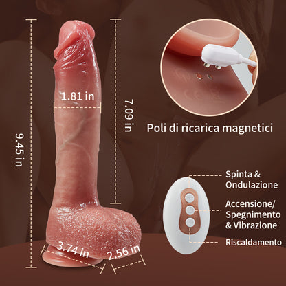 Dildo realistico a misura d'uomo, quattro-in-uno funzioni, lunghezza totale di 27 centimetri