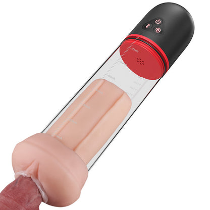 Acmejoy S-HANDE - Guaina a forma di vagina con 3 ventose e 9 pompe vibranti per l'ingrandimento del pene