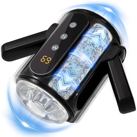 Masturbatore automatico per uomo con due maniglie e vibrazioni elastiche a 9 frequenze