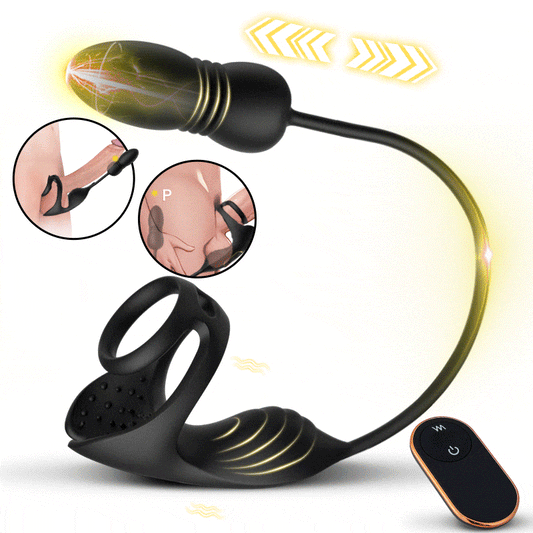 Massaggiatore prostatico con 9 livelli di vibrazione e stimolatore testicolare e anello fallico