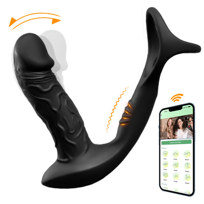 AcmeJoy Vibratore Anale Oscillante e Vibrante a 9 Modalità con Controllo tramite App e Anello Pene