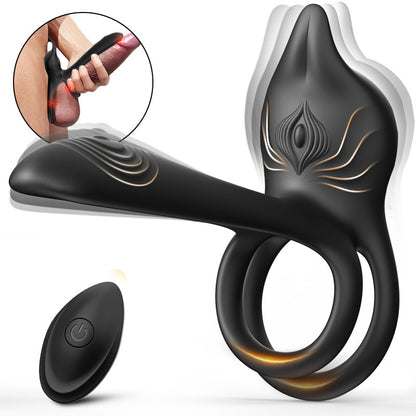 Vibratore 3 in 1 con anello per il pene, stimolatore del punto G e del clitoride con 10 vibrazioni, vibratore per coppie con erezione