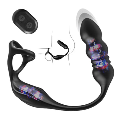 Mike - 9 Massaggiatore Prostatico Indossabile con Vibrazione e Pulsazione con Anello per il Pene