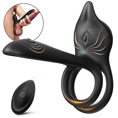Vibratore 3 in 1 con anello per il pene, stimolatore del punto G e del clitoride con 10 vibrazioni, vibratore per coppie con erezione