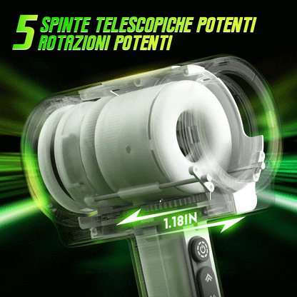 Raiden - Dispositivo di masturbazione per pompini a doppia testa 7 vibrazioni 5 rotazione telescopica manuale