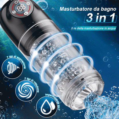 Poseidon-Masturbatore da bagno 3 in 1 7 succhi + 7 girelle Il re della masturbazione in acqua!