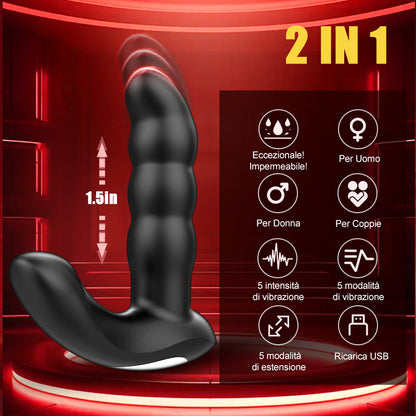 Maestro dell'Orgasmo - 5 Colpo, 10 Vibrazioni, Plug Anale Totalmente Impermeabile