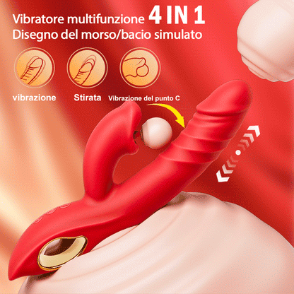 Chloe - Vibratore 4 in 1 per punto G, stimolazione clitoridea con morso di labbra, giocattoli sessuali per donne e coppie