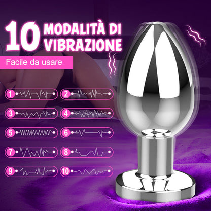 Soren - Vibratore anale con custodia in metallo e 10 modalità di vibrazione per uomini e donne