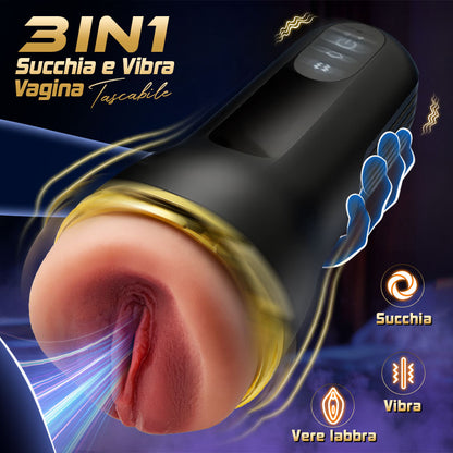 Captain - 5 Succhiare 10 coppe vibranti per la masturbazione maschile con ingresso di vagina simulato