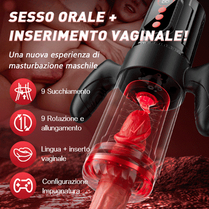 Terminator - Sesso orale x vaginale! 9 Rotazione di allungamento 9 Succhiamento con impugnatura Masturbatore maschile