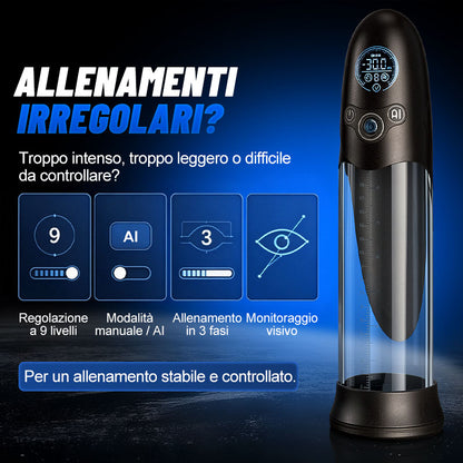 BathFun Pro - Pompa per allenamento sottovuoto a 9 livelli con controllo della pressione tramite IA, display LCD con pressione in tempo reale, 58 dB