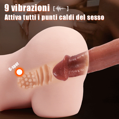 Spartan - Potente Dildo Realistico 4 IN 1 Telescopica Vibrazione Termostato 22CM