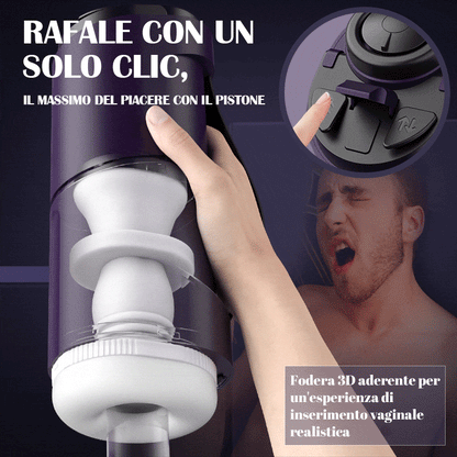 Driver viola 7 tipi di pistoni Esplosione con un clic Materiale TPE di alta qualità Masturbatore elettrico con ricarica silenziosa USB