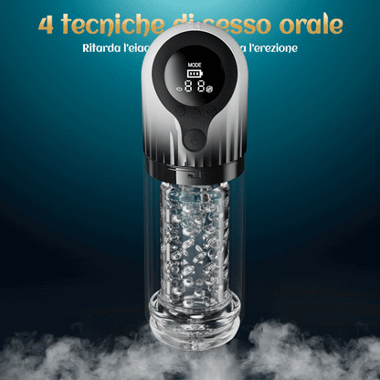 Vortex Male Stroker - 4 potenti livelli di aspirazione, modalità boost con un solo pulsante, facile da pulire con lubrificante incluso