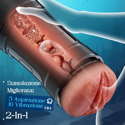 Challenger - Masturbatore maschile con 5 livelli di aspirazione e 10 modalità di vibrazione, velocità regolabile, manicotto realistico in TPE, impermeabile IPX7