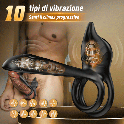 Vibratore 3 in 1 con anello per il pene, stimolatore del punto G e del clitoride con 10 vibrazioni, vibratore per coppie con erezione