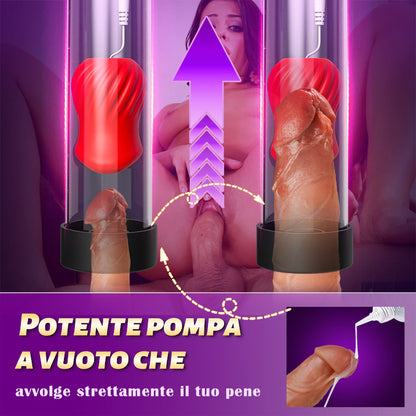 Potente pompa per il pene, aspirazione a 5 frequenze, vibrazione a 7 frequenze, con 2 preservativi