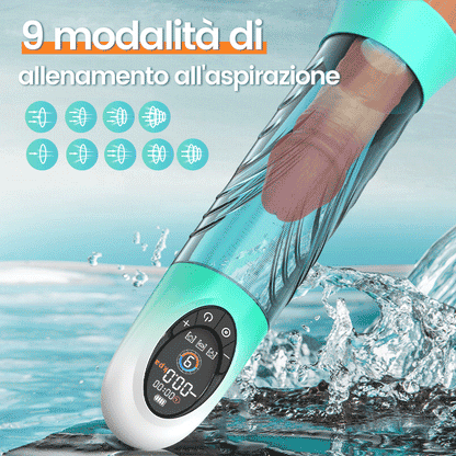 Green Pioneer - Pompa per pene ad acqua con 4 livelli di pressione e 9 modalità di aspirazione, display LC
