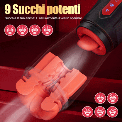 Kiss Mark-Masturbatore maschile con cuffie, 9 vibrazioni, 9 suzioni, 9 rotazioni