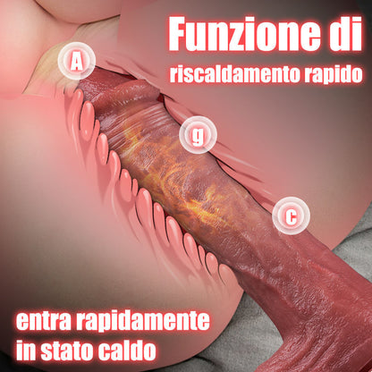 Jazz—Vibrazione a 9 frequenze + dildo telescopico a 3 frequenze, glande e testicoli super simulati, riscaldabile