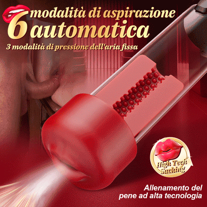 Red Fury Armour - Pompa per pene con tecnologia di aspirazione a 9 livelli, bocca rossa e tunnel testurizzato
