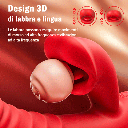 Chloe - Vibratore 4 in 1 per punto G, stimolazione clitoridea con morso di labbra, giocattoli sessuali per donne e coppie