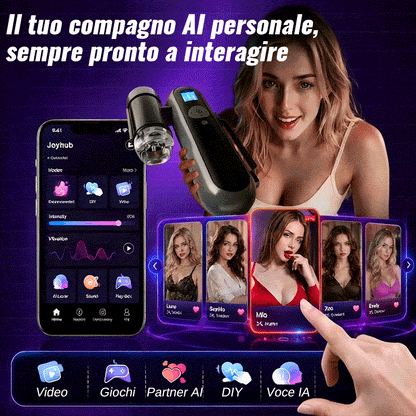 Nex - Masturbatore interattivo controllato tramite App, 10 modalità di vibrazione e 10 modalità di movimento, avvolgimento stretto a 360°