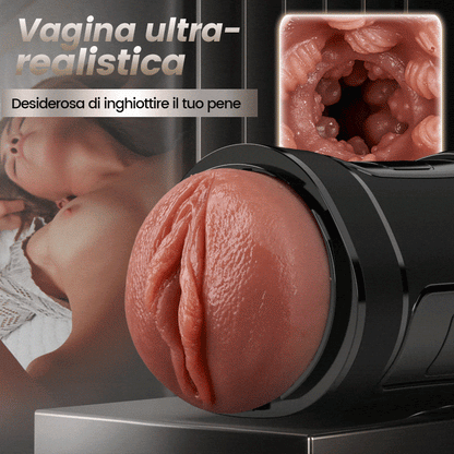 Challenger - 10 Vibrazioni, 5 Aspirazioni, Vagina Ultra-Realistica, Masturbatore Simulato