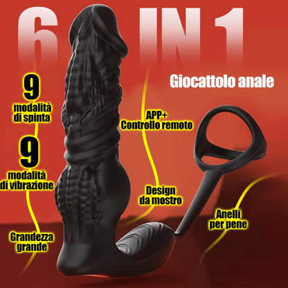 Leonidas - Massaggiatore prostatico 6 in 1 a spinta rapida con telecomando e APP