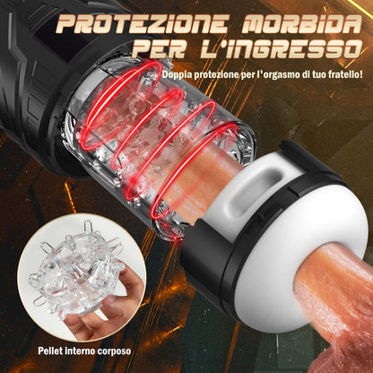 Asia 7 Vibrazione di rotazione telescopica Masturbazione maschile Tazza di masturbazione