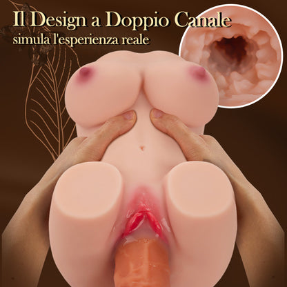 Bambola per masturbazione vibrante a 3 velocità e 9 frequenze, 3,6 libbre