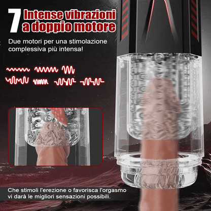Mars - Dominatore orale 7 vibranti 7 allunganti 7 girevoli Masturbatore a doppio motore 4 in 1
