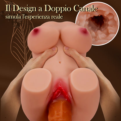 Bambola per masturbazione vibrante a 3 velocità e 9 frequenze, 3,6 libbre