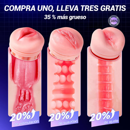 【Vendita flash: 30% SCONTO】Daphne - Pompa per Penis con 3 Maniche Intercambiabili, Pocket Pussy, 9 Modalità di Aspirazione & 9 Vibrazioni, Masturbatore Maschile