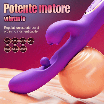 Vibratore stimolatore del clitoride con lingua leccata, punto G, rotazione a 360° e sfera sfregante