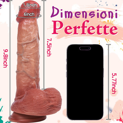 Dildo realistico in silicone da 9,8 pollici, gioco a mani libere, stimolatore anale realistico del punto G