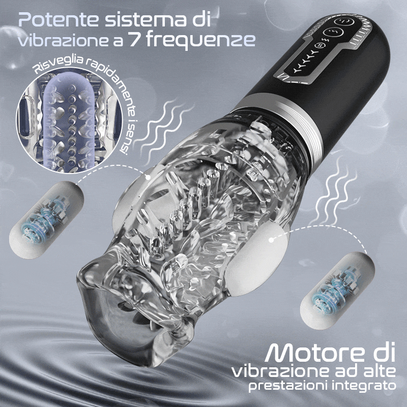 Amber -  7 Vibrante 5 spinte rotanti Pompini Masturbatore