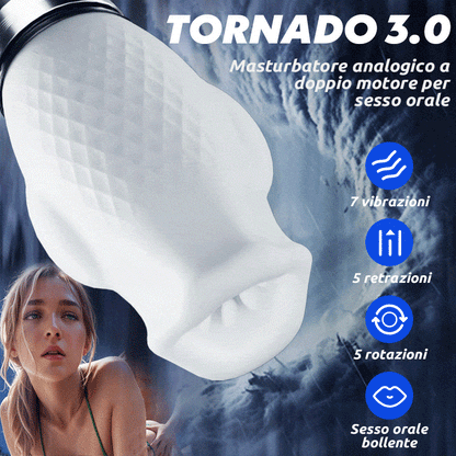 Tornado 3.0 - Masturbatore analogico per sesso orale a doppio motore 7 vibrazioni 5 retrazioni 5 rotazioni