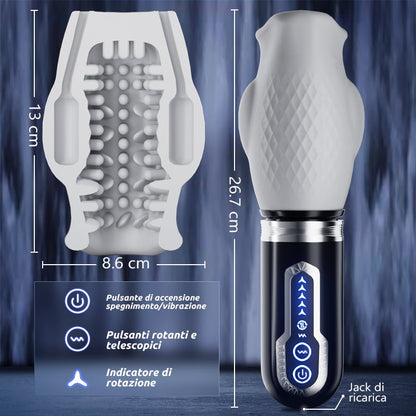 Tornado 3.0 - Masturbatore analogico per sesso orale a doppio motore 7 vibrazioni 5 retrazioni 5 rotazioni
