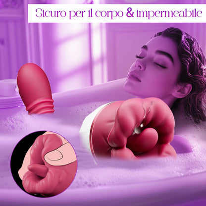 Elowen - Grande bocca con leccate della lingua per la stimolazione del clitoride e dei capezzoli, vibratore a spinta per il punto G.