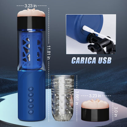 Bluesea 6 Masturbatore a rotazione con spinta bidirezionale con base di aspirazione