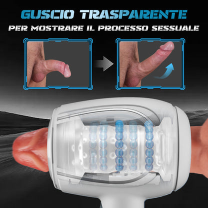 Masturbatore portatile automatico a 6 frequenze con vibrazione di spinta