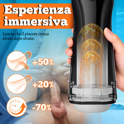 Tazza per masturbazione elettrica vibrante succhiante 2 in 1 con 7 frequenze