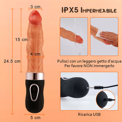 Riley Dildo Realistico 7 Peristalsi e 9  vibrazione 38° Riscaldamento  24.5 CM
