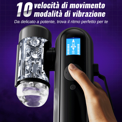 Nex - Masturbatore interattivo controllato tramite App, 10 modalità di vibrazione e 10 modalità di movimento, avvolgimento stretto a 360°