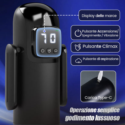 Phantom - 7 Aspirazioni 7 Vibrazioni Manici Doppi Texture di Canale a Grandi Granuli Masturbatore Maschile