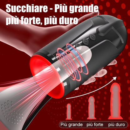 Cavallerista-10 Vibrazione 5 Succhiamento orale 3 Torsione rotazione del glande Allenamento + Masturbazione